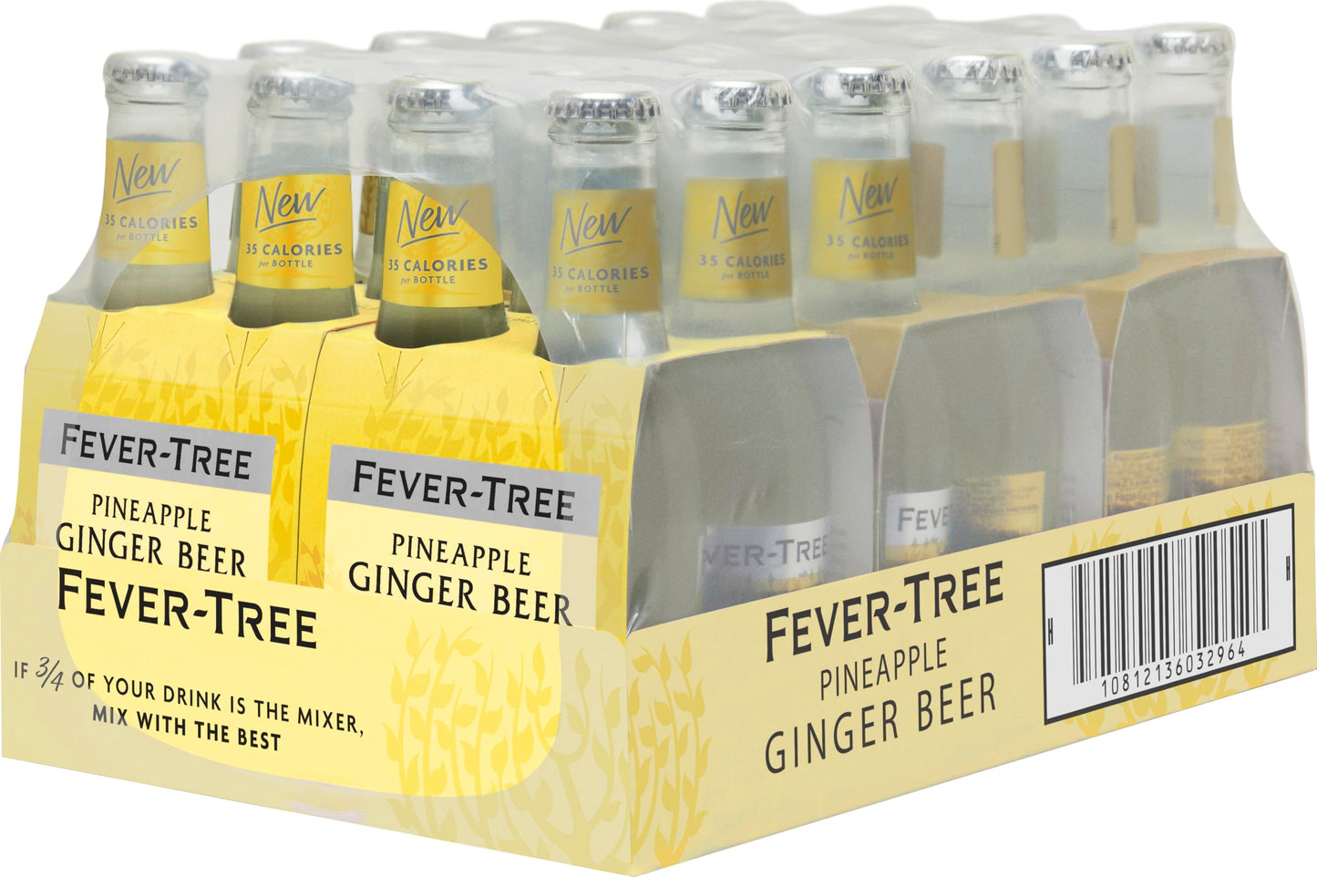 Fever Tree Pineapple Ginger Beer Pack of 24, 6.8 Fl Oz Glass Bottles, Cocktail Mixer