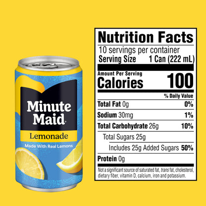 Minute Maid Lemonade Fridge Pack Cans, 7.5 fl oz, 10 Pack