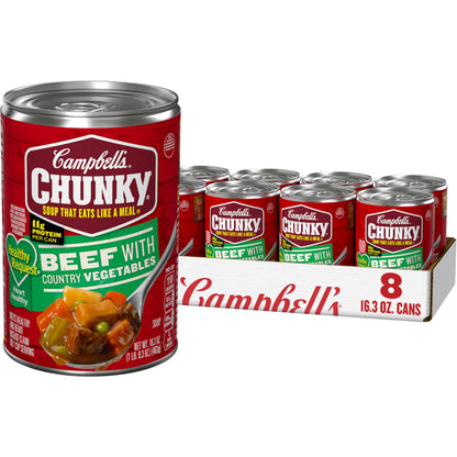 Campbell’s Chunky Healthy Request Soup, Beef Soup with Country Vegetables, 16.3 Oz Can (Case of 8)