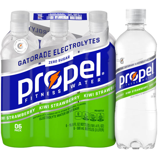 Propel Kiwi Strawberry, Zero Calorie Sports Drinking Water with Electrolytes and Vitamins C&E, 16.9 Fl Oz, 6Count