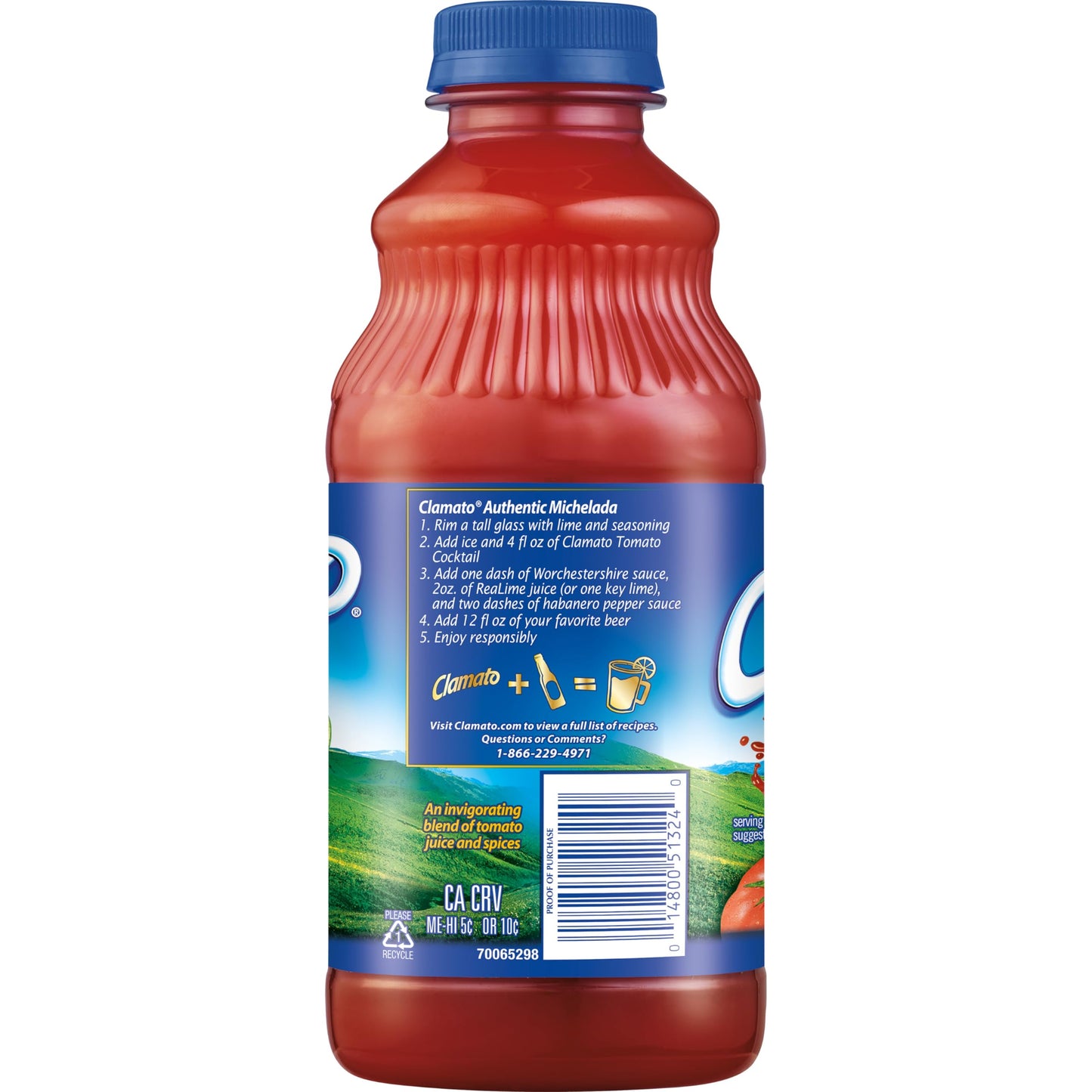 Clamato Original Tomato Cocktail, 32 fl oz bottle (Pack of 12), Flavored With Tomato Juice & Spices, Perfect Mixer for the Authentic Michelada, Bloody Mary Drinks, and Seafood Cocktail