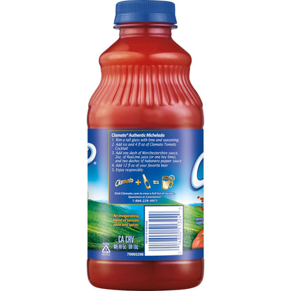 Clamato Original Tomato Cocktail, 32 fl oz bottle (Pack of 12), Flavored With Tomato Juice & Spices, Perfect Mixer for the Authentic Michelada, Bloody Mary Drinks, and Seafood Cocktail