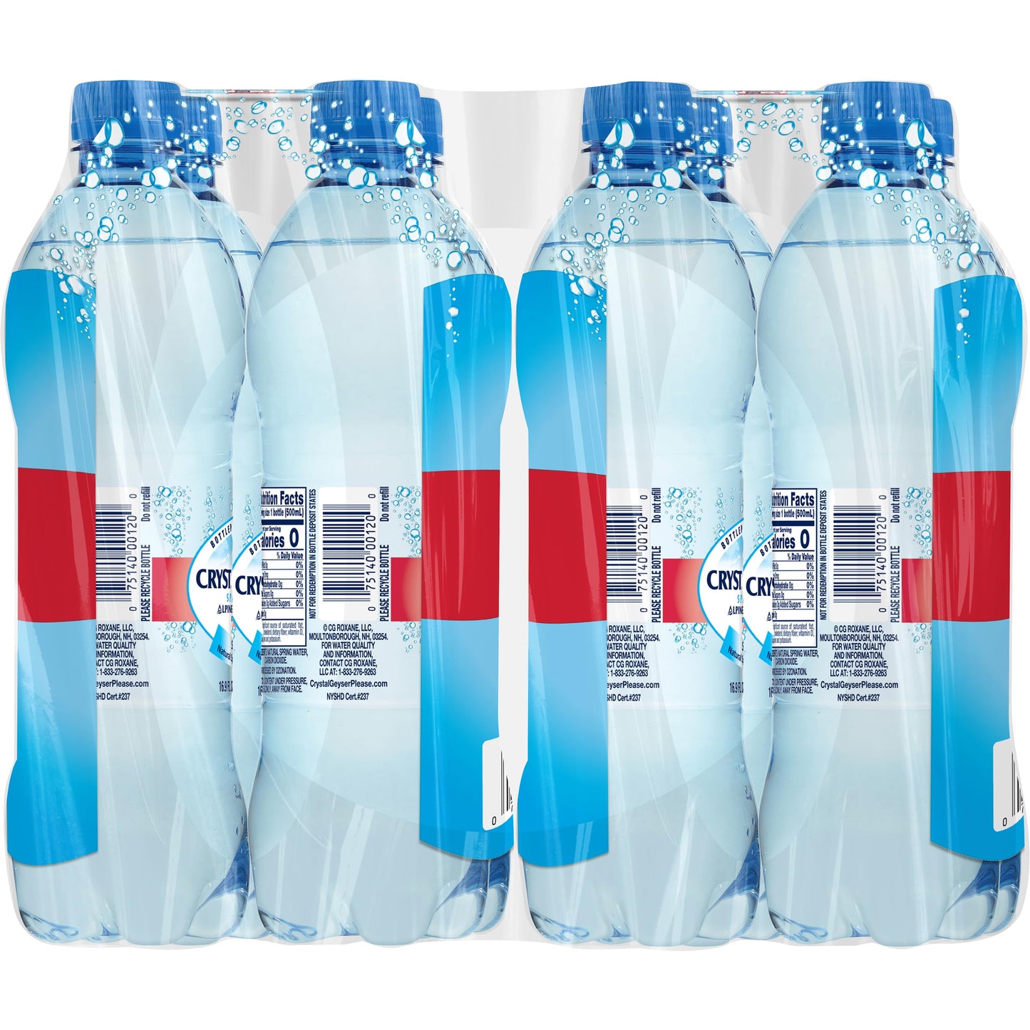 Crystal Geyser Sparkling Alpine Natural Spring Water, 24-Pack, 16.9oz Bottles, Zero Calories and No Sweeteners, Bottled at The Source