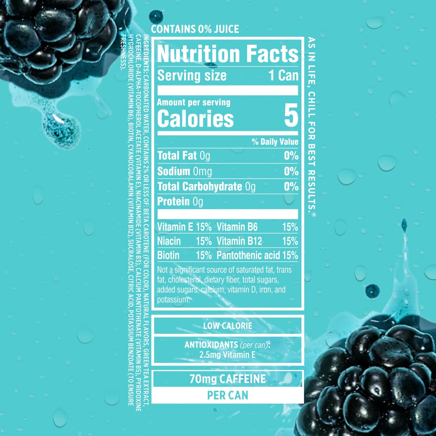 Sparkling Ice Caffeine, Blue Raspberry Sparkling Water with Caffeine, Zero Sugar, with Antioxidants and Vitamins,4/16oz