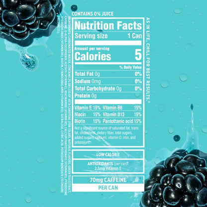 Sparkling Ice Caffeine, Blue Raspberry Sparkling Water with Caffeine, Zero Sugar, with Antioxidants and Vitamins,4/16oz