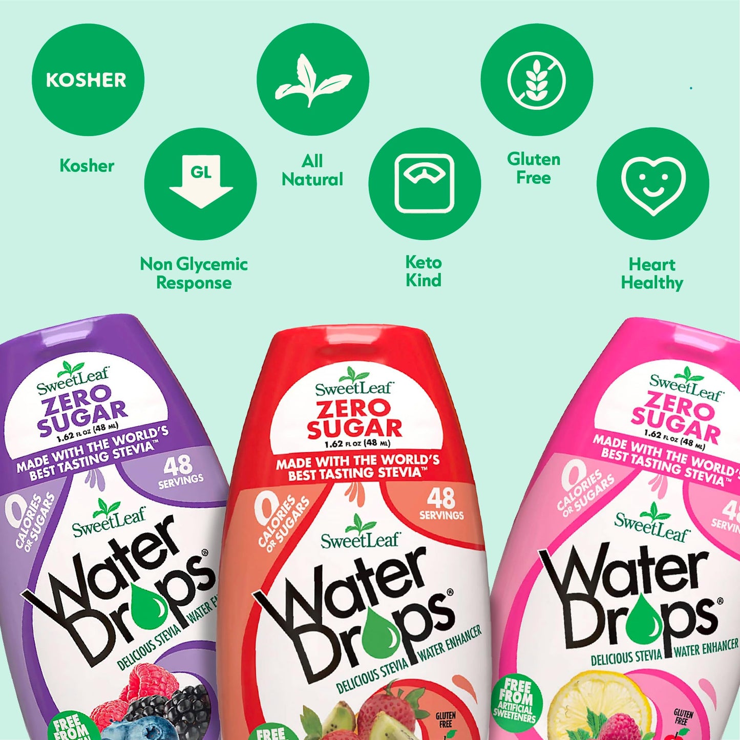 SweetLeaf Water Flavoring Drops - Stevia Water Enhancer, Sugar Free, Zero Calorie Water Additive for Flavor, Contains Monk Fruit Extract, Gluten Free, Keto Friendly - 1.62 Fl Oz (Variety Pack of 3)