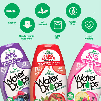 SweetLeaf Water Flavoring Drops - Stevia Water Enhancer, Sugar Free, Zero Calorie Water Additive for Flavor, Contains Monk Fruit Extract, Gluten Free, Keto Friendly - 1.62 Fl Oz (Variety Pack of 3)