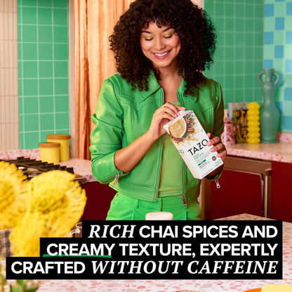 TAZO Decaf Chai Latte, Black Tea Concentrate, Easy-to-Serve Chai Tea for Everyday Lattes, Hot or Iced Tea and Mocktails, 32 oz Tea Mix Carton
