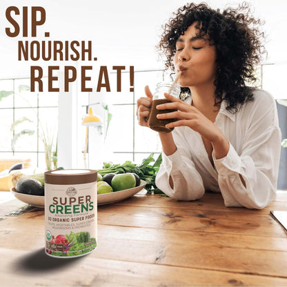 COUNTRY FARMS Super Greens Drink Mix Bundle - Natural & Chocolate Flavors, 50 Organic Superfoods, 20 Servings Each