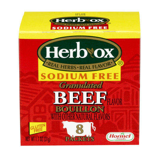 Herb-ox Beef Instant Broth & Seasoning, Sodium Free, 8 Count (Pack of 12)