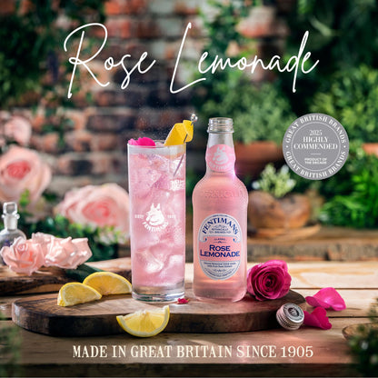 Fentimans Sparkling Rose Lemonade - Sparkling Pink Lemonade with Natural Ingredients & Pure Rose Extract, Mixer, Craft Soda, Botanically Brewed Lemonade - 9.3 Fl Oz (Pack of 4)