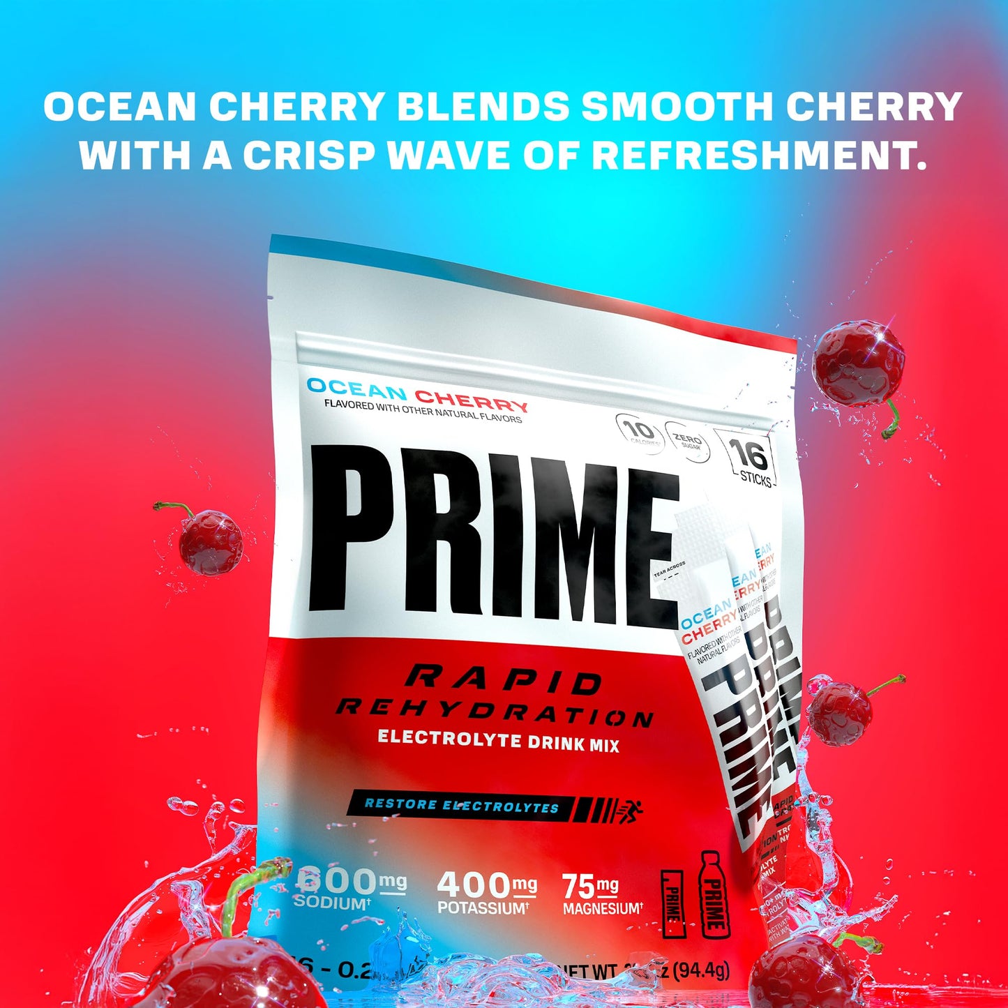 PRIME HYDRATION Berry Freeze, Cherry Freeze, & Ice Pop 12 Fl Oz Variety Sports Drinks, & Rapid Rehydration Electrolyte Powder Sticks, Ocean Cherry, & 12 Pack Black Graffiti Squeeze Sports Water Bottle