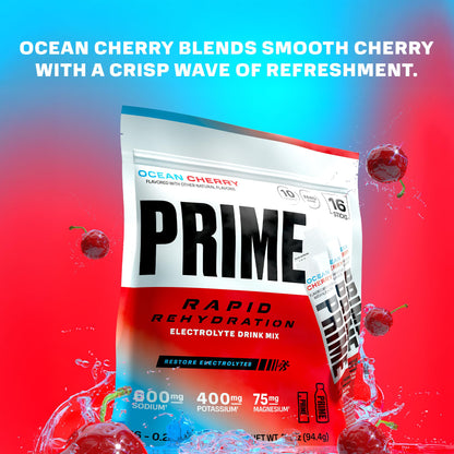 PRIME HYDRATION Berry Freeze, Cherry Freeze, & Ice Pop 12 Fl Oz Variety Sports Drinks, & Rapid Rehydration Electrolyte Powder Sticks, Ocean Cherry, & 12 Pack Black Graffiti Squeeze Sports Water Bottle