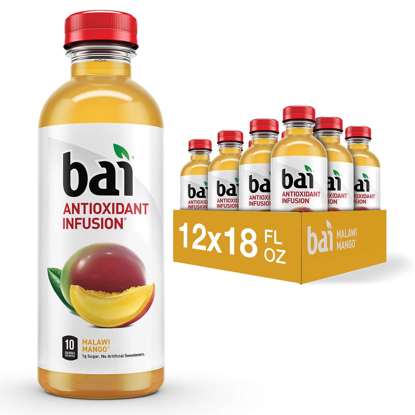 Bai Flavored Water, Malawi Mango, Antioxidant Infused Drinks, 18 Fluid Ounce Bottle (Pack of 12)