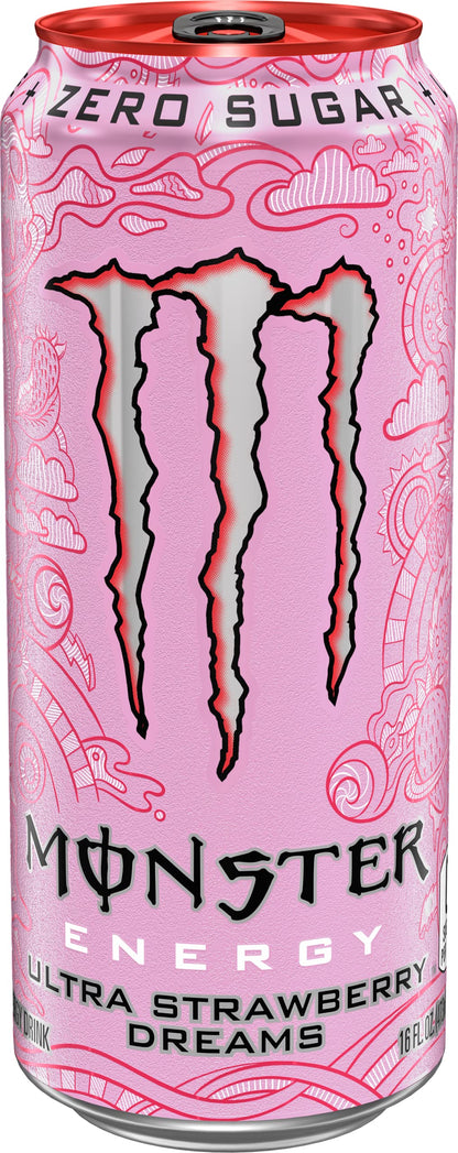 Monster Energy Ultra Strawberry Dreams, Sugar Free Energy Drink, 16oz