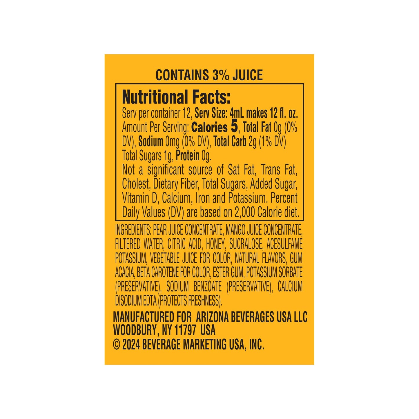 AriZona Mucho Mango Fruit Juice Cocktail - On-the-Go Water Enhancer, 1.62 fl oz Bottle (Pack of 12)