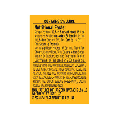 AriZona Mucho Mango Fruit Juice Cocktail - On-the-Go Water Enhancer, 1.62 fl oz Bottle (Pack of 12)