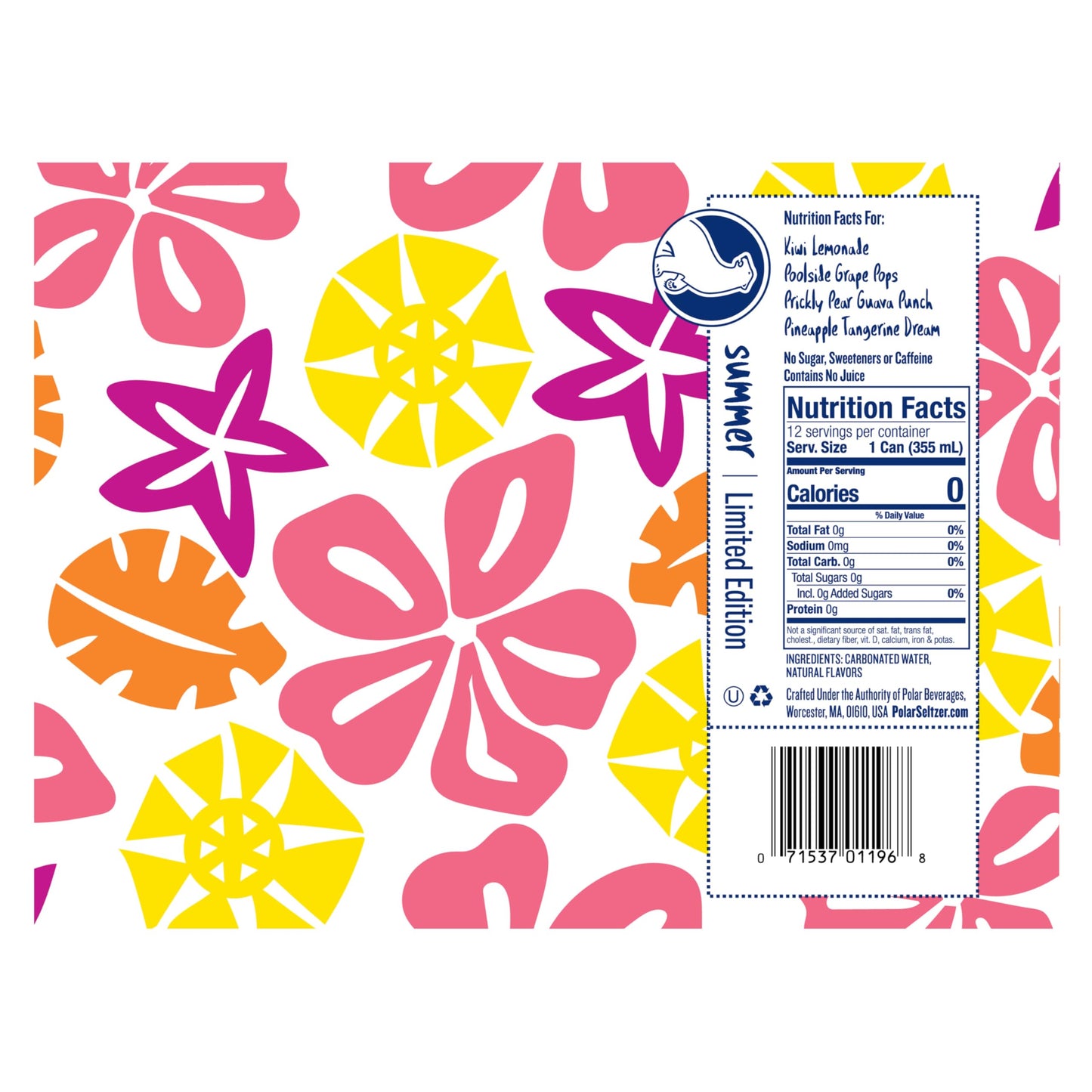 Polar Seltzer Limited Edition Sparkling Water, Summer Variety Pack, 12 fl oz cans, 12 pack