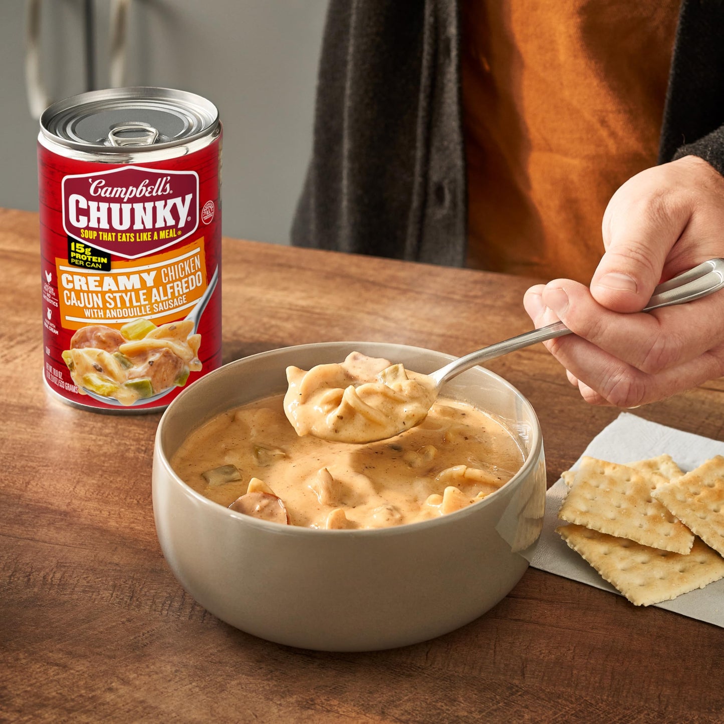 Campbell's Chunky Creamy Chicken Cajun Style Alfredo With Andouille Sausage Soup, 18.8 oz Can