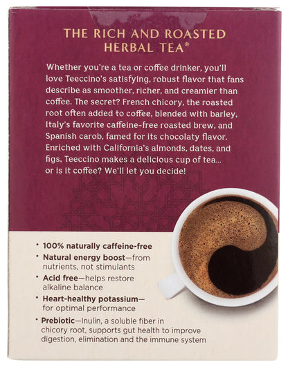 Teeccino Vanilla Nut Herbal Tea - Rich & Roasted Herbal Tea That’s Caffeine Free & Prebiotic For Natural Energy, 10 Tea Bags