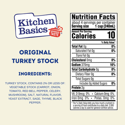 Kitchen Basics Turkey Stock - 32 oz Carton, The Perfect Base for Your Savory Kitchen Recipes and Stocking Up