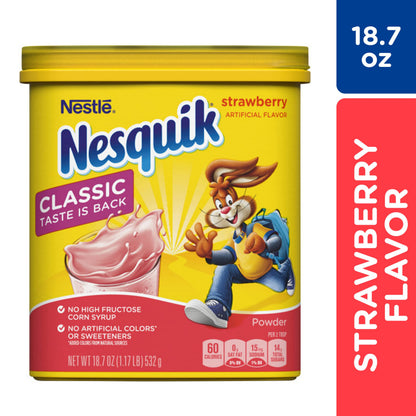 Nesquik Strawberry Flavor Powder Drink Mix Canister 1.169 lb.