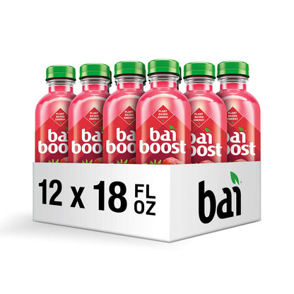 Bai Boost Watamu Strawberry Watermelon, Antioxidant Infused Beverage, 18 fl oz bottle (Pack of 12)