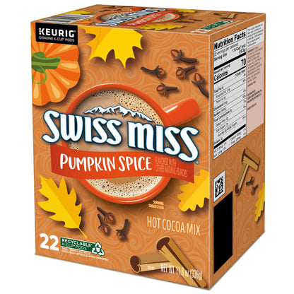 Swiss Miss® Pumpkin Spice Hot Cocoa, Single Serve Keurig® K-Cup® Pods, Hot Cocoa, 88 count (4 Packs of 22)