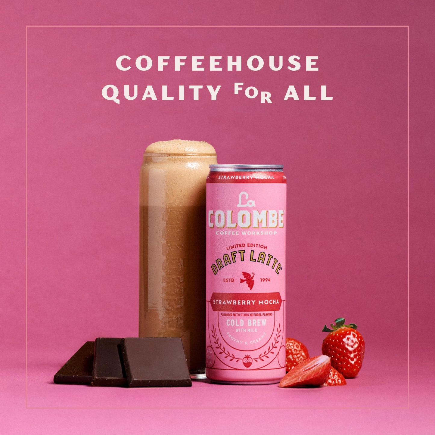 La Colombe Coffee, Strawberry Mocha Cold Brew Draft Latte, 9 fl oz Cans, 4 Pack