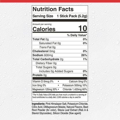 LIFEAID FITAID Hydrate Clean Electrolyte Mix, Zero Sugar, Balanced Electrolyte Ratios: 600mg Sodium, 500mg Potassium, 125mg Magnesium, Watermelon Wave, for Exercise & Active Hydration, 30 Sticks