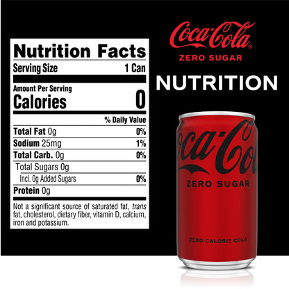 Coke Zero Sugar Mini-Can 7.5 fl oz, 12 Pack (Package May Vary)