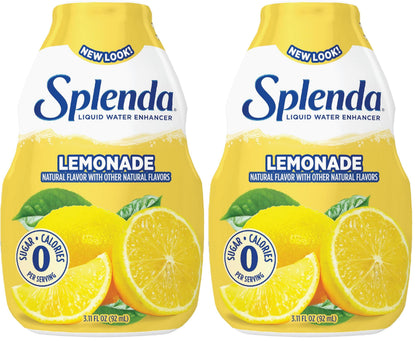 SPLENDA Liquid Water Enhancer Drops, Sugar Free, Zero Calorie, Natural Flavor, Concentrated Drink Mix, 3.11 Fl Oz Each Bottle (Lemonade, 2 Pack)