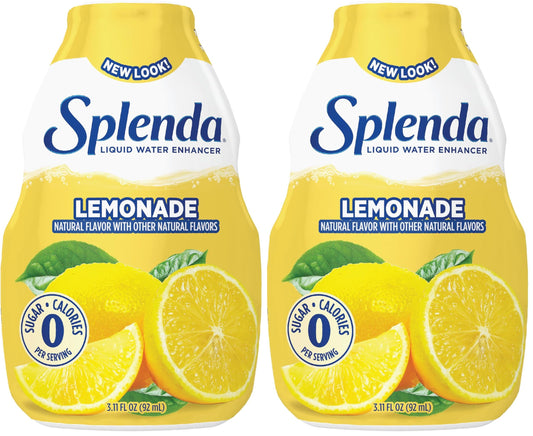 SPLENDA Liquid Water Enhancer Drops, Sugar Free, Zero Calorie, Natural Flavor, Concentrated Drink Mix, 3.11 Fl Oz Each Bottle (Lemonade, 2 Pack)