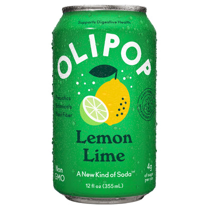 OLIPOP Prebiotic Soda Pop, Lemon Lime, Prebiotics, Botanicals, Plant Fiber, 12 fl oz