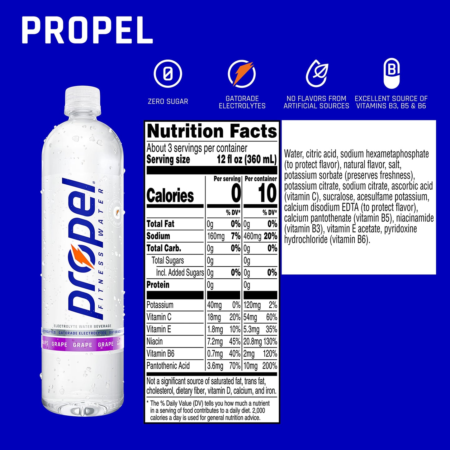 Propel Sports Drink, Grape, 1L Bottle, Zero Sugar, Electrolytes