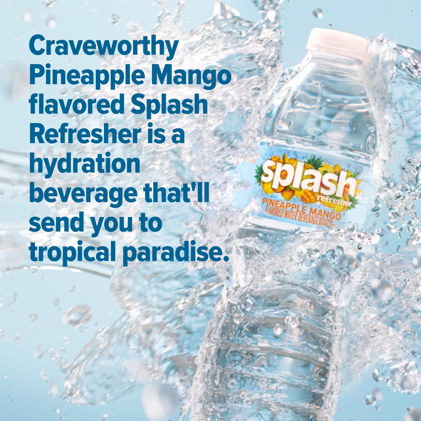 SPLASH REFRESHER Flavored Water Bottles, Pineapple Mango Flavor - 6-Pack, 16.9 Fl Oz - Refreshing Flavored Bottled Water with Electrolytes - Zero Sugar & Zero Calories