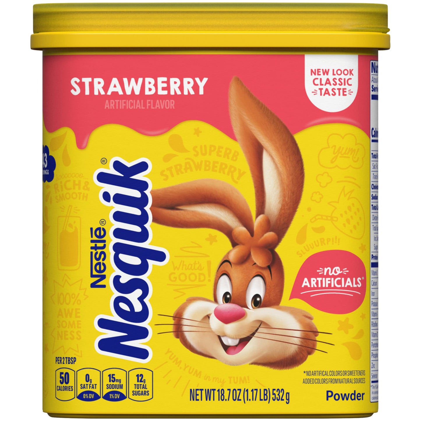Nesquik Strawberry Flavor Powder Drink Mix Canister 1.169 lb.