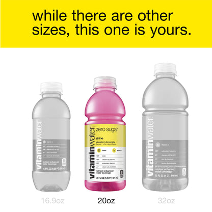vitaminwater zero shine, electrolyte enhanced water w/vitamins, strawberry lemonade drink, 20 fl oz (Pack of 6)