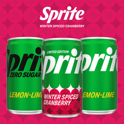 Sprite Winter Spiced Cranberry Soda Soft Drink Fridge Pack, 7.5 fl oz Mini Cans, 10 Pack