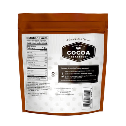 Cocoa Classics Chocolate Supreme Cocoa Mix Hot Chocolate Made with Nonfat Milk Just Add Hot Water Make Hot or Iced Cocoa Gluten Free & Kosher Dairy Friendly 14.8 oz Pouch (Pack of 1)
