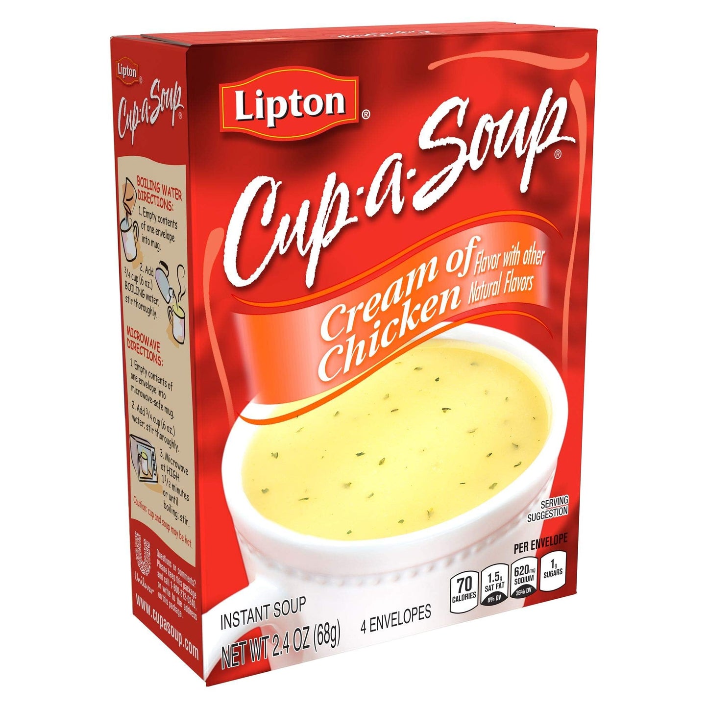 SOUP SECRETS Lipton Cup-a-Soup Instant Soup For a Warm Cup of Soup Cream of Chicken Only 70 Calories Per Serving, 4 Count (12 Pack)