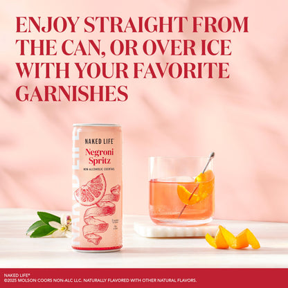 Naked Life Non-Alcoholic Drinks Classic G&T 8.4 Fl Oz Cans, Pack Of 4 + Negroni Spritz 8.4 Fl Oz Cans, Pack Of 4
