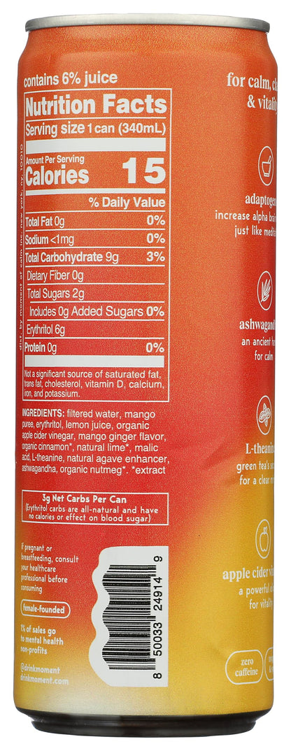 Moment Still Botanical Water, Spiced Mango, No Added Sugar, Caffeine Free, 11.5 Fluid Ounce (Pack of 12)