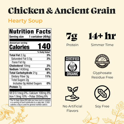 KETTLE & FIRE Chicken & Ancient Grains Hearty Soup, 16 OZ