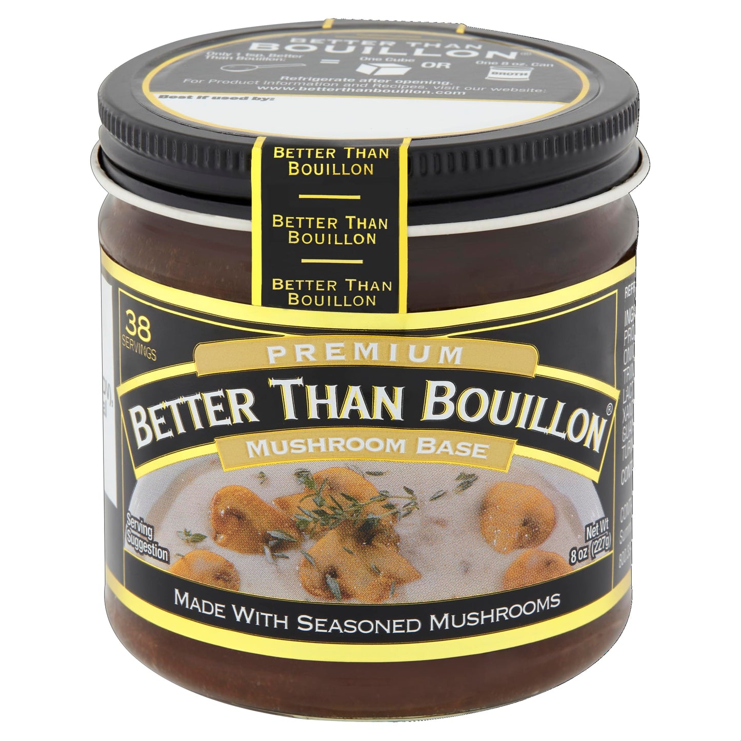 Better Than Bouillon Premium Mushroom Base, Made from Seasoned & Concentrated Mushrooms, Makes 9.5 Quarts of Broth, 38 Servings, 8 OZ (Pack of 1)