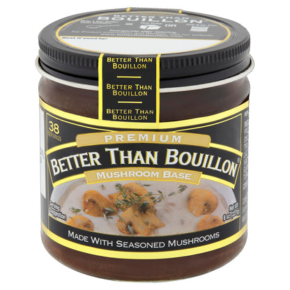 Better Than Bouillon Premium Mushroom Base, Made from Seasoned & Concentrated Mushrooms, Makes 9.5 Quarts of Broth, 38 Servings, 8 OZ (Pack of 1)