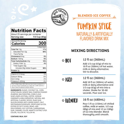 Big Train Pumpkin Spice Blended Ice Coffee Beverage Mix, 3.5 Pound (Pack of 1)