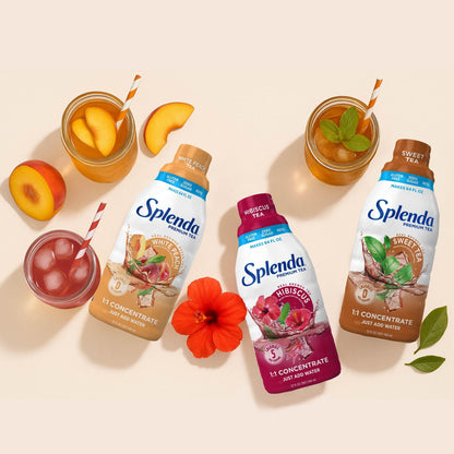 SPLENDA Premium Hibiscus Tea 1:1 Concentrate, Zero Sugar, Gluten Free, Real Brewed Tea, 32 Fl Oz
