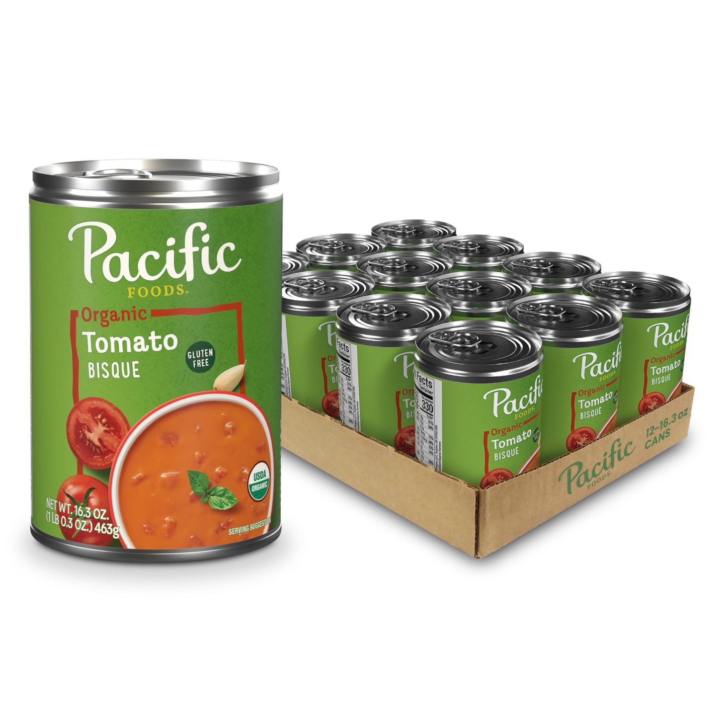 Pacific Foods Organic Tomato Bisque Soup, 16.3 oz Can (12 Pack)