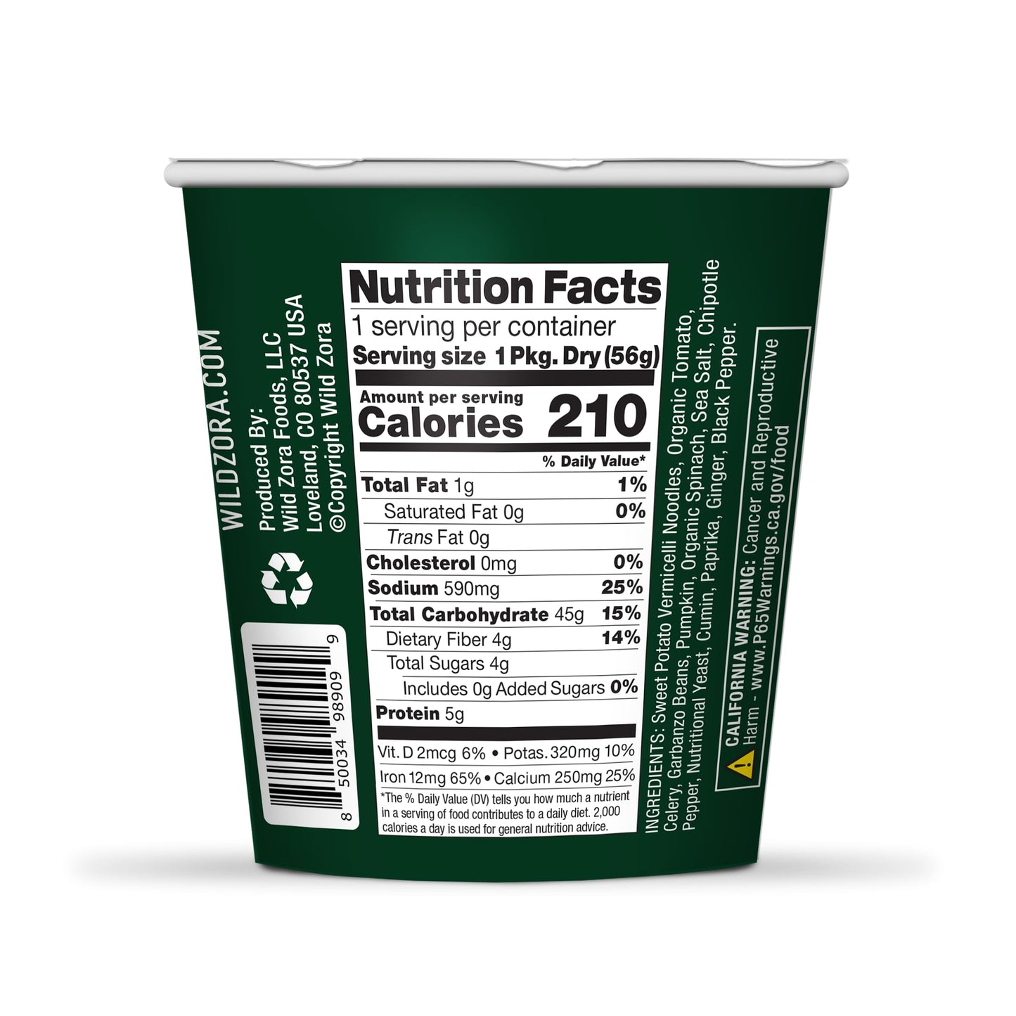 Wild Zora Vermicelli Noodle Soup - Instant Cup of Soup Snack w/Sweet Potato Glass Noodles, Gluten Free Made w/Real and Traditional Soup Ingredients, Grain-Free - Variety (4-Pack)